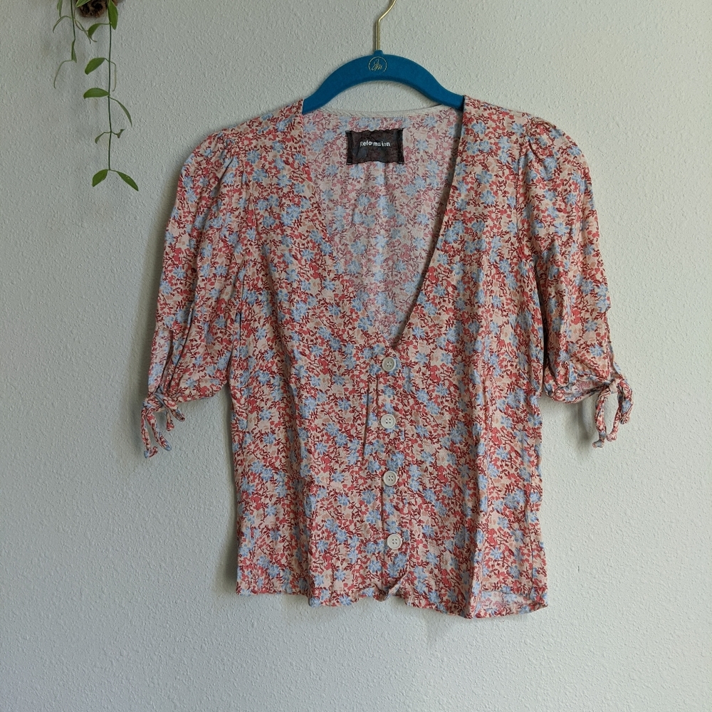 Reformation Floral Button Top